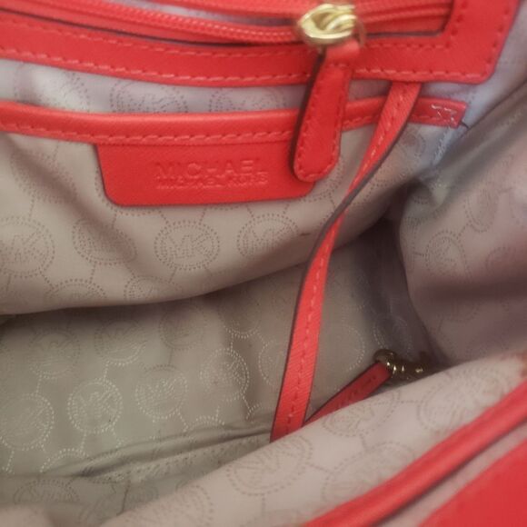 Michael Kors Sutton Mandarin Orange Small Leather Handbag Purse Bag - Picture 10 of 12